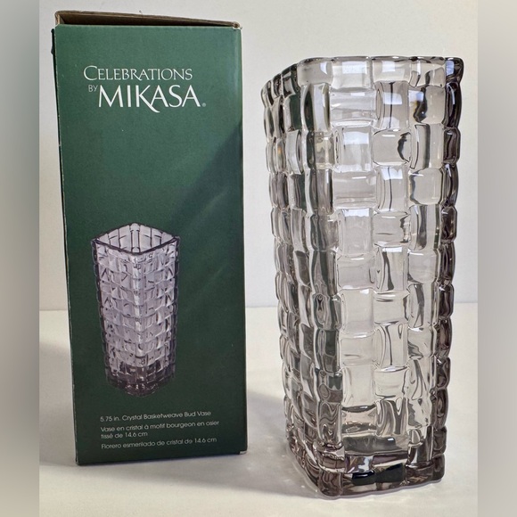 Mikasa Crystal Basketweave Vase NIB - Picture 9 of 11